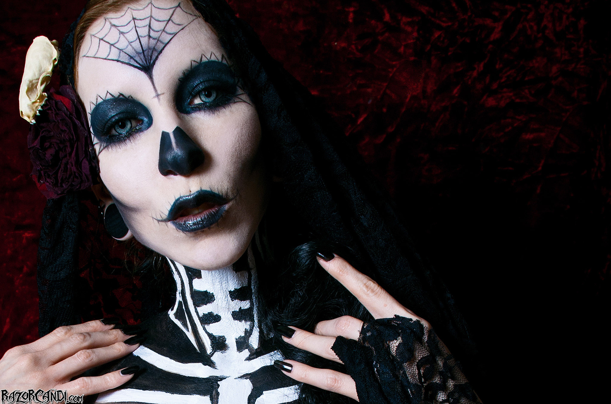 Dia de Los Muertos Style Skeleton Babe