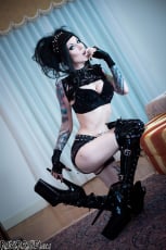 Razor Candi - Gothic Slut in Torn Fishnets and Stiletto Heels with Black Toy | Picture (5)