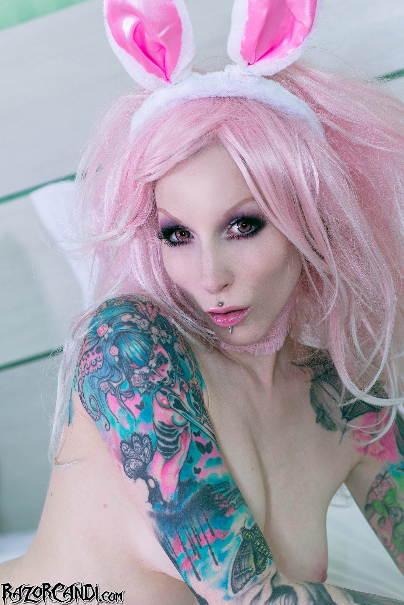 Razor Candi - Tattooed Gothic Bunny Babe with Pink Toy | Picture (2)